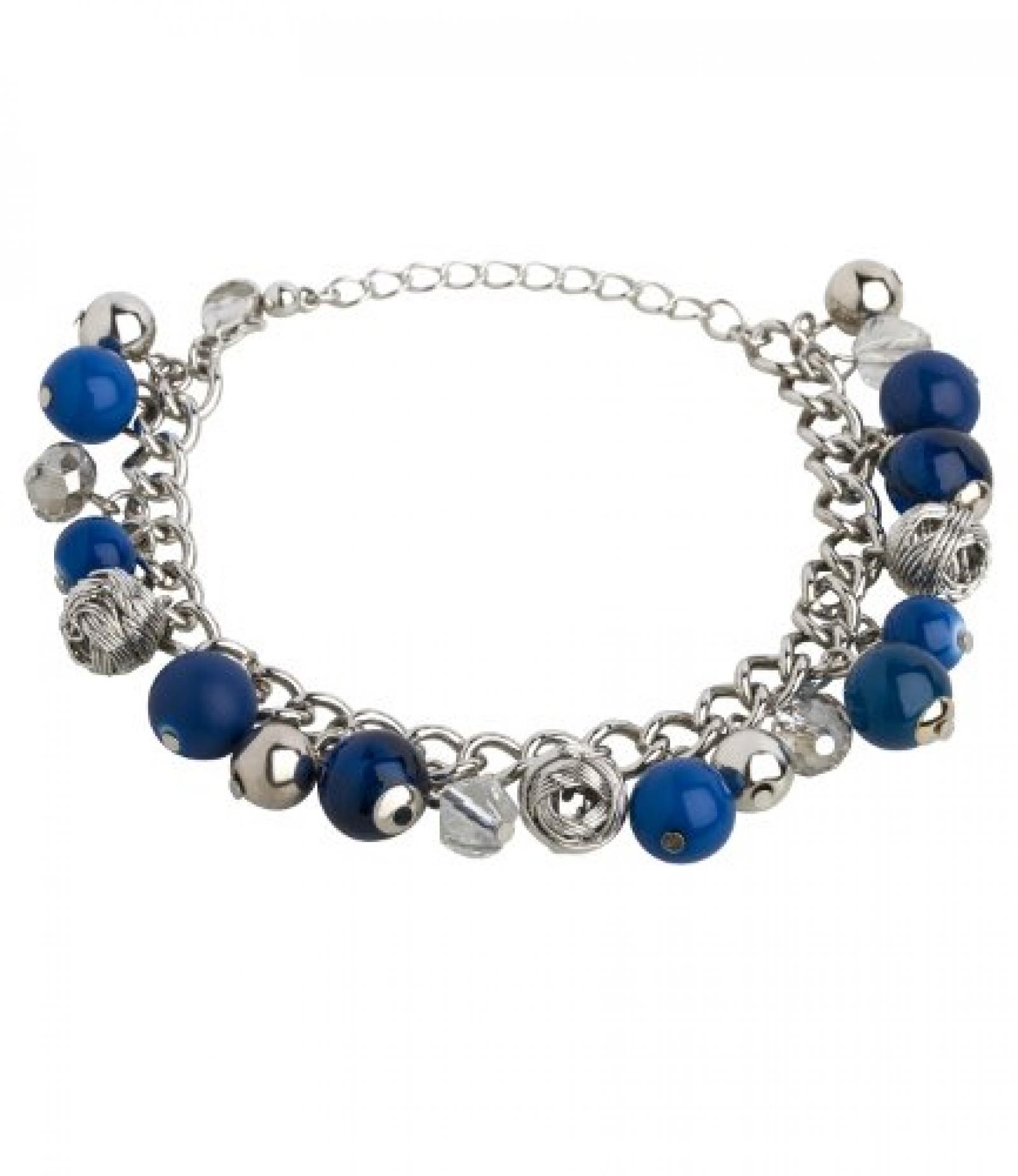 SIX "Blue" silbernes Armband mit Kugeln in Blau und Weiß (358-241) 